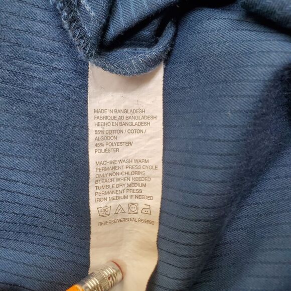 Men’s Van Heusen Navy Blue Long Sleeve Button Down Dress Shirt Size XL 17/17 1/2 - Picture 9 of 10